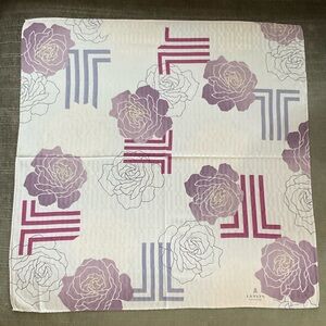 Vintage Lanvin Silk Scarf w/ Lavender & Gold  Rose Motif